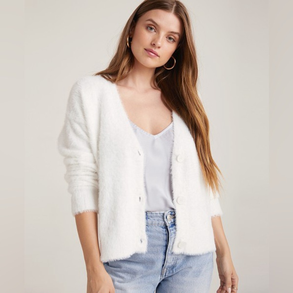 NEW Bella Dahl Fuzzy Cardigan Winter White S
